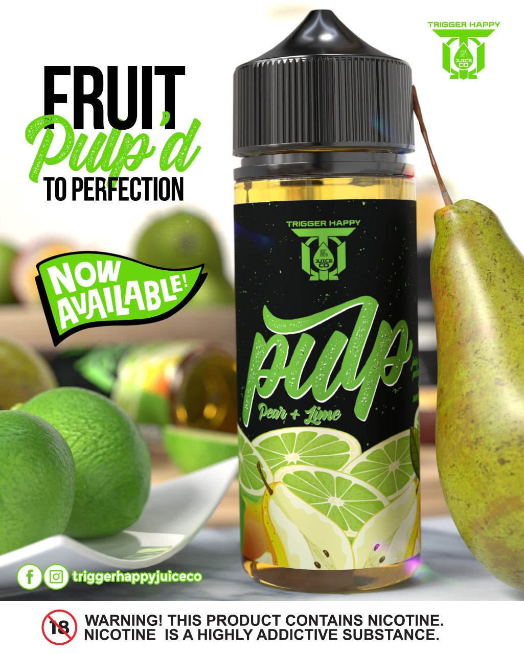 Trigger Happy - Pulp Pear + Lime 120ml, 2mg
